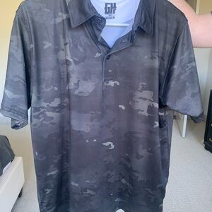 Men's black Camo polo golf shirt
